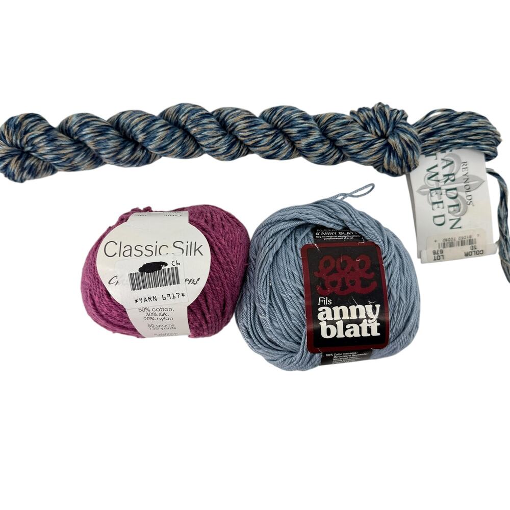 Mixed Yarn Lot 3 Skeins Classic Silk Anny Blatt Reynolds Garden Tweed